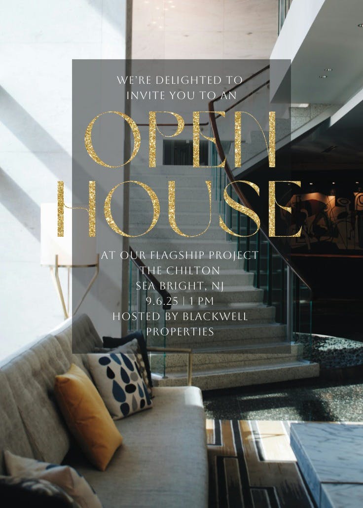 Modern minimalism - open house invitation
